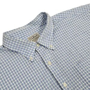 L.L. Bean‎ Mens XXL Shirt Blue White Check Preppy Nautical Beachy